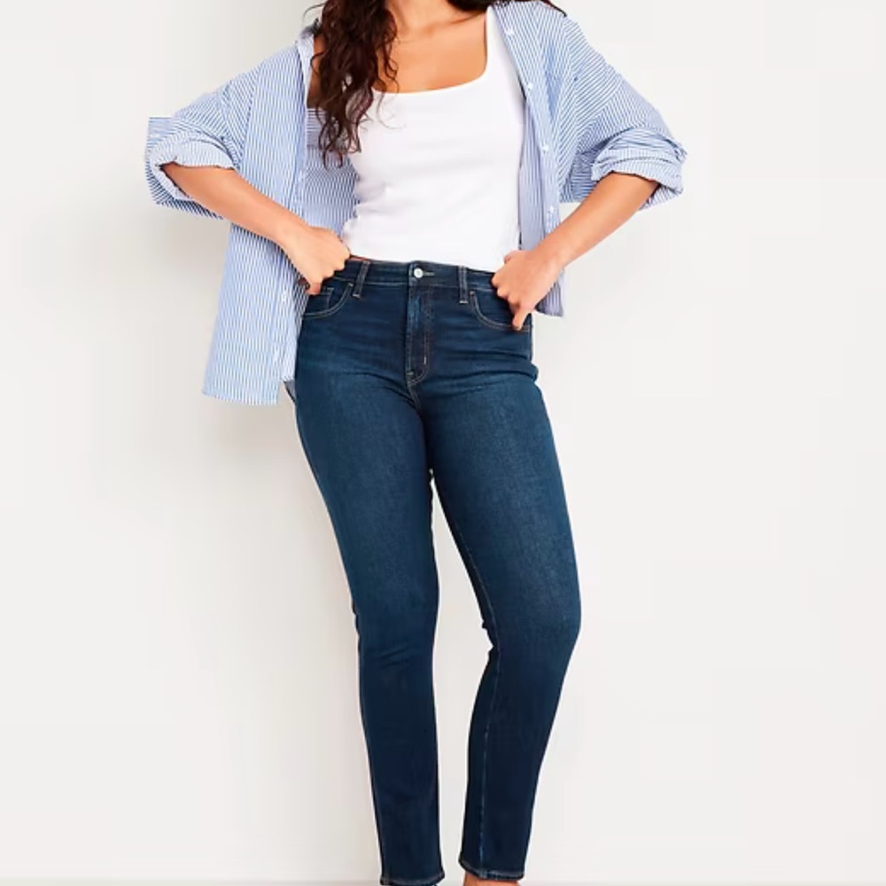 Old Navy Women’s Dark Blue High Waisted Slim Jeans Size 16 NWOT